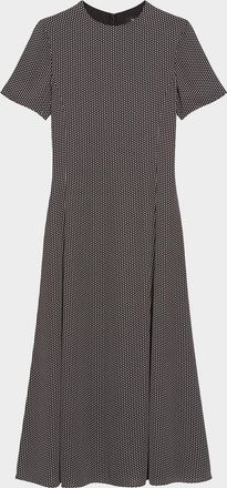 Theory Short-Sleeve Flared Midi Dress