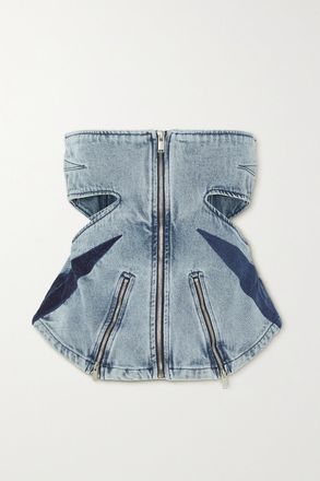 Dion Lee Top Senza Spalline Cut-out In Denim - Blu