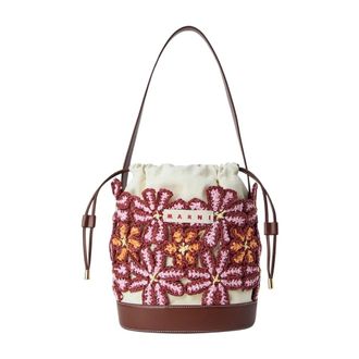 Marni Bucket Bags, female, Beige, Size: ONE SIZE Embroidered Bucket Bag