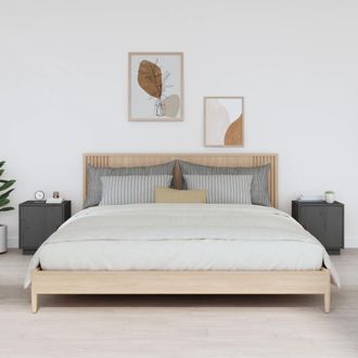 vidaXL Vidaxl - Mesitas De Noche 2 Uds Madera Maciza Pino Gris 40x34x45 Cm