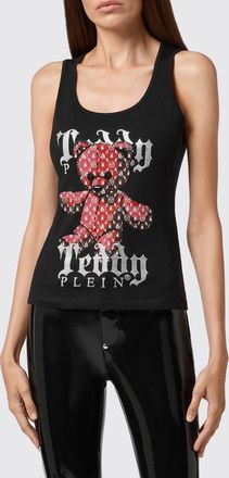 Philipp Plein Canotta slim fit in jersey con stampa Teddy Bear e scollo quadrato