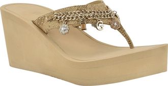 Guess Sutton Platform Wedge Sandal in Gold at Nordstrom, Size 10
