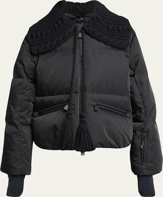 Moncler Furtschella Down Bomber Jacket with Detachable Collar