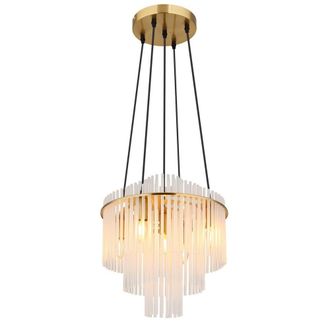 Netlighting Gorley Pendant Ceiling Light Gold Colours Matt Opal Glass Shade 5x E14