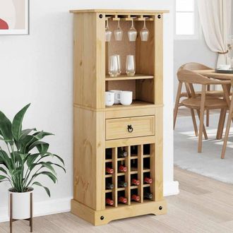 Berkfield Home Beautiful Wine Rack Corona 56x35x120 cm Solid Wood Pine in Light Tan | Size: 56 x 35 x 120 cm