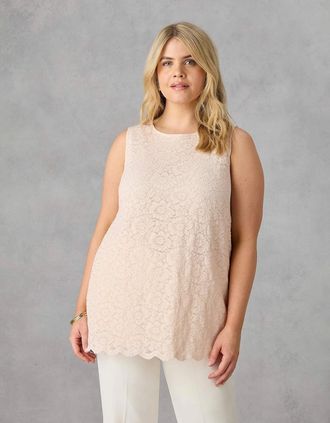Live Unlimited London Womens Blush Lace Sleeveless Top - Pink - Size: 20