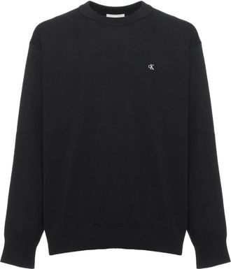 Calvin Klein Maglione in cotone vestibilit&agrave; rilassata con monogramma - - Knitwear - Uomo - Nero - M