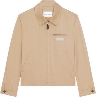Givenchy Logo Patch Zip Jacket - Heren - Zomerjassen - Beige - M - Jassen