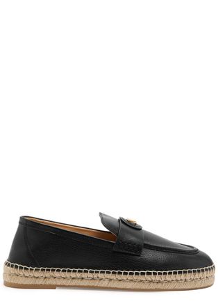 Valentino Garavani Palm Avenue Leather Espadrille Loafers - Black - 45 (IT45 / UK11)