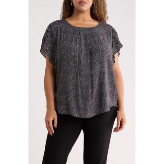 Renee C Dot Print Short Sleeve Top in Black at Nordstrom Rack, Size 1X