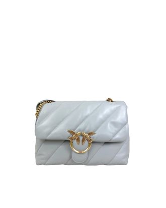 Pinko Love Bag Puff Large Shoulder Bag Pearl Gray Antique Gold
