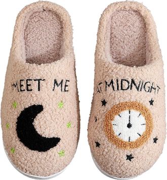 Generic Slippers for Women Men Fluffy Memory Foam Cushioned Plush Lined Cotton Slippers Lightweight Warm Lightweight, khaki, 8.5 UK