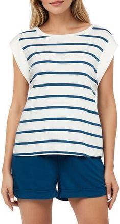 Three Dots Constance Top in Navy Peony Sripe at Nordstrom Rack, Size X-Large