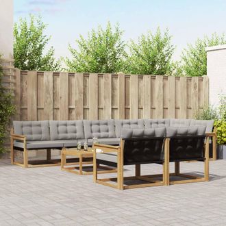 vidaXL Vidaxl Set Di Divani Da Esterno 9 Pz Bianco E Grigio Chiaro