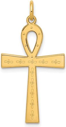 Diamond2Deal 14k Yellow Gold Laser Designed Ankh Cross Pendant