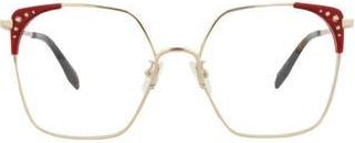 Alexander McQueen 56mm Square Optical Glasses in Gold/Orange Transparent at Nordstrom Rack