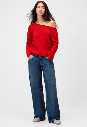 Motel Womens Low-rise wide-leg jean
