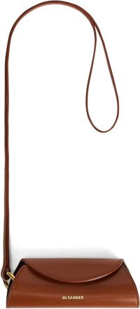 Jil Sander Cannolo leren sleutelhanger met logo - Bruin