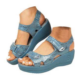 Generic Womens Open Toe Wedge Sandals Soft Leather Sandals For Women Sports Wedge Heels Lightweight Platform Sandal Soft Breathable Insole And Non Slip Rubber