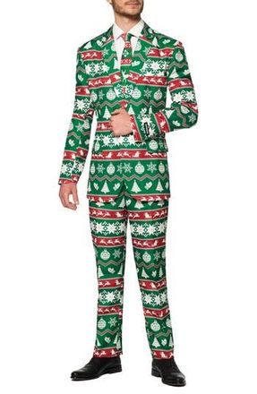 OppoSuits Christmas Green Nordic Trim Fit Suit & Tie at Nordstrom Rack, Size Xx-Large