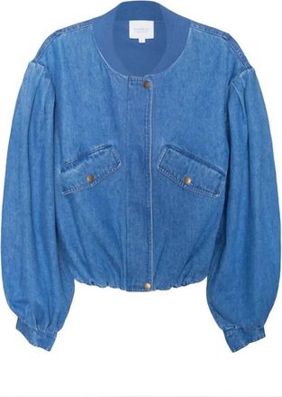 Sundays Womens Lyria Bubble Hem Jacket In Medium Denim Wash