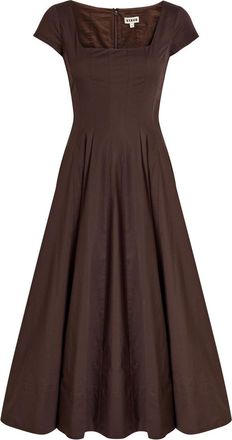 Staud Wells Stretch-cotton Poplin Midi Dress - Brown - 12 (UK16 / XL)