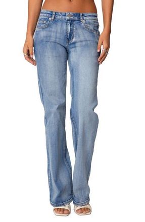 Edikted Low Rise Bootcut Jeans in Blue-Washed at Nordstrom, Size X-Small