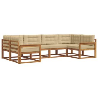 vidaXL Conjunto De Sof&aacute;s De Exterior Con Coj&iacute;n 6 Pcs Natural Y Beige Vidaxl