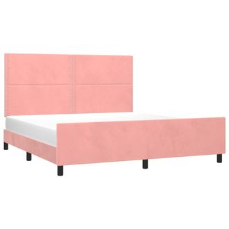 vidaXL Vidaxl - Estructura De Cama Con Cabecero De Terciopelo Rosa 180x200 Cm