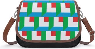 Generic Italy And Luxembourg Flag Crossbody Bag Womens Handbag PU Message Bags Shoulder Purse with Adjustable Strap