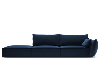 BLOOMINGLOFT 4-Sitzer Designsofa Vanda mit Ottomane links - Samtbezug