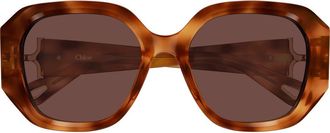 Chlo&eacute; 56mm Square Sunglasses in Warm Havana at Nordstrom
