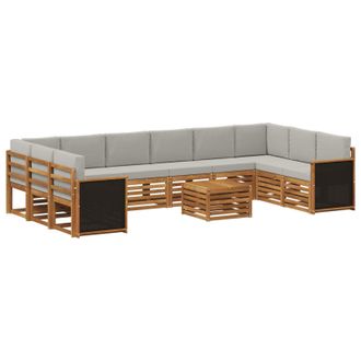vidaXL Conjunto De Sof&aacute;s De Exterior 8 Pcs Natural Y Gris Claro Vidaxl