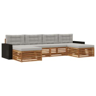 vidaXL Juegos De Sof&aacute;s Con Coj&iacute;n 6 Pcs Madera De Acacia S&oacute;lida Vidaxl