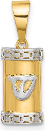 Diamond2Deal 14k Yellow Gold with White Rhodium Polished Mezuzah Pendant
