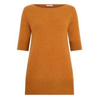 Malo Truien & Vesten, Dames, Oranje, XL, Kasjmier, Trui met ronde hals