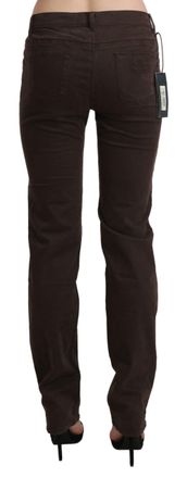 Ermanno Scervino Womens Brown Mid Waist Skinny Slim Trouser Cotton Jeans