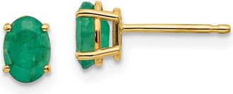 Diamond2Deal 14k Yellow Gold Yellow Gold Emerald Stud Earrings