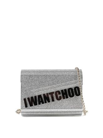 Jimmy Choo London Candy-I Want Choo silver glitter clutch