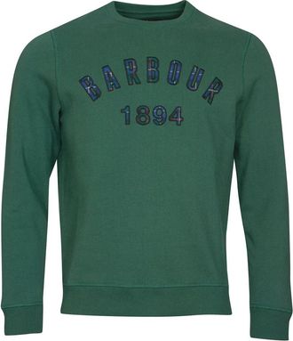Barbour Tartan Logo Crew Sweatshirt - Heren - Sweatshirts - Groen - M - Katoen - Hoodies & sweatvesten