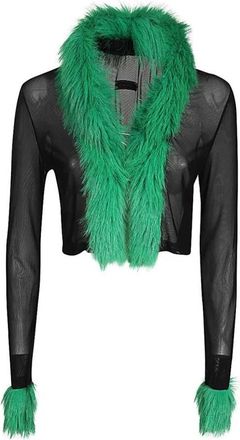Heron Preston Cardigan in technische stof met imitatiebont - Dames - Vesten - Zwart - L - Polyester - Truien & Vesten