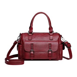 Generic Shoulder Bag PU Leather Tote Bag Designer Top Handle Purse for Women (Red)