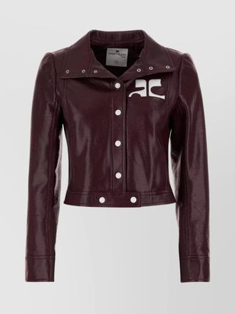Courr&egrave;ges vinyl blazer with collared neck and long sleeves
