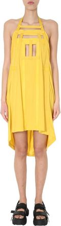 Rick Owens Piramid Silk Blend Midi Jurk - Dames - Korte kleedjes - Geel - S - Katoen - Kleedjes
