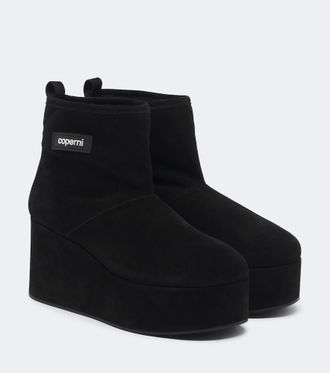 Coperni Shearling-lined suede wedge boots