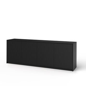 Aquadesign Aparador de 4 puertas en melamina y mdf negro