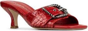 Donald J Pliner Buckle Croc Embossed Slide Sandal in Tomato at Nordstrom Rack, Size 6.5