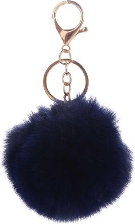 Generic 8cm Faux Rabbit Ball Keychain, Handbag Charms Bag Pendant Key Ring Holder, Pom Fluffy Key Chains(navy)
