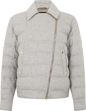 Herno Gevoerde jas met asymmetrische rits - Dames - Winterjassen - Grijs - L - Wol - Jassen