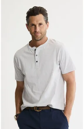 J.A.C.H.S. Luxe Knit Short Sleeve Henley Shirt in Stone at Nordstrom, Size Xx-Large